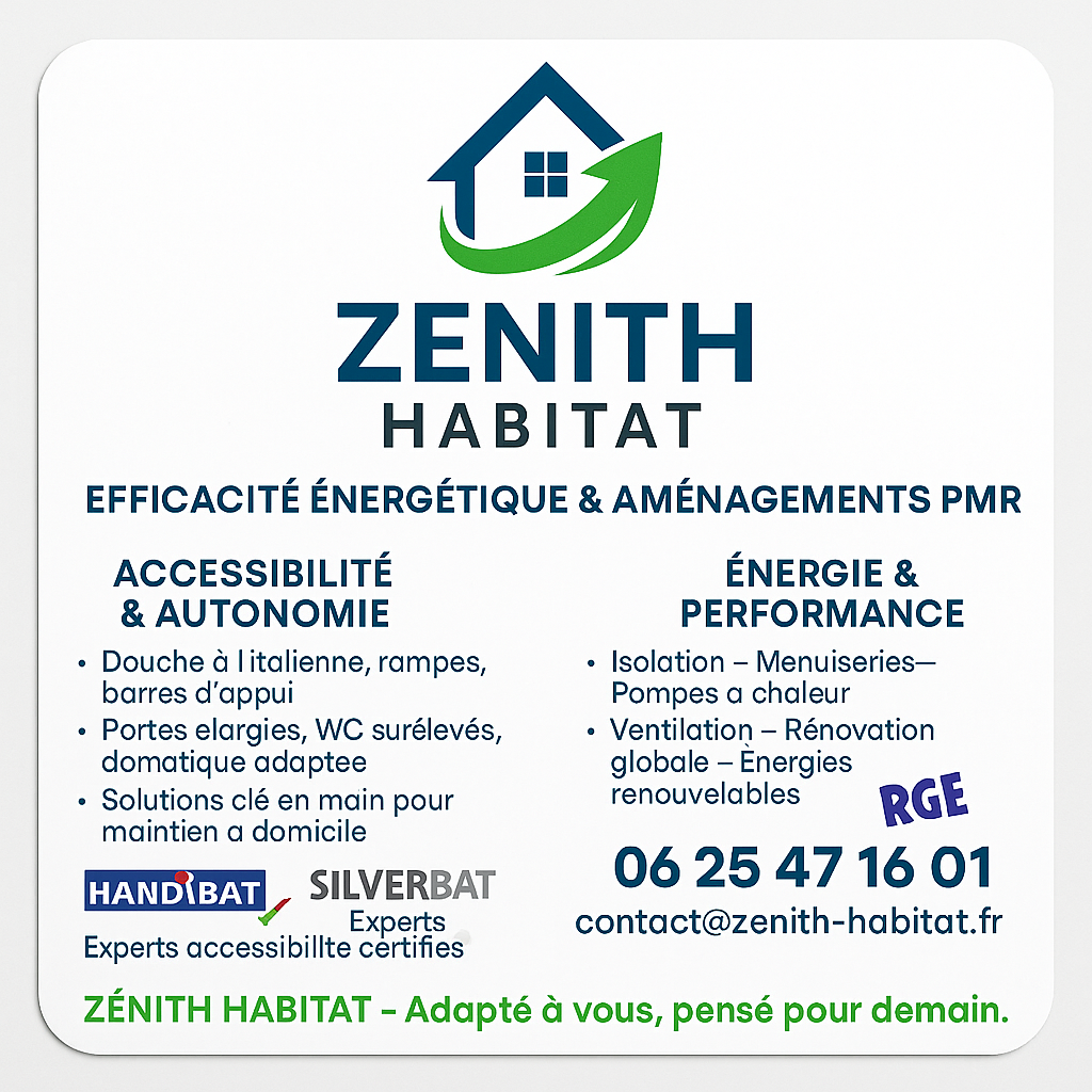 Entreprise ZÉNITH HABITAT accompagne les projets de rénovation de logements dégradés et d’adaptation PMR – personne à mobilité réduite, notamment pour le maintien à domicile